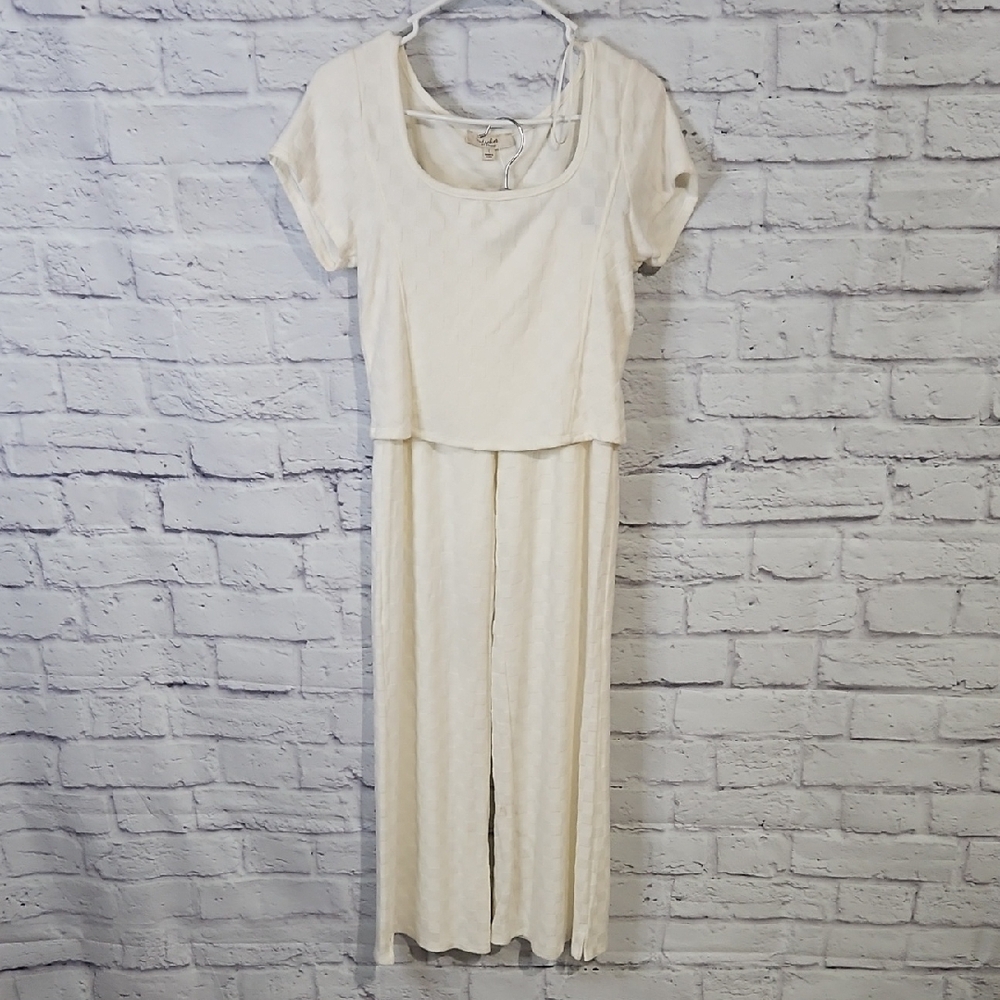 Atelier by Kirious Women's Matching Top And White Wide Leg Pants
